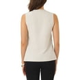 thumbnail image 3 of INSPIRE CHIC Women's Sleeveless Pleated Front V Neck Work Office Blouses XS Beige, 3 of 6