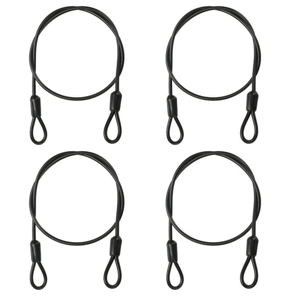 Uxcell Security Cable Braided Stainless Steel Coated Safety Wire Rope with Double Loop for Travel Luggage Bicycle Lock Cable Black 2 ft x 1/8"(3mm)