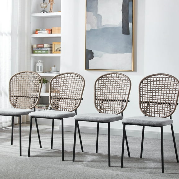 BLACK and gray sennit chair,set of 4,dining chair,coffee chair