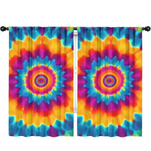 Blackout Kids Curtains,Colorful Rainbow Tie Dye Spiral Pattern Childrens Insulated Curtains Set Of 2,Bedroom Essentials,Toddler Room Decor 52"x84"