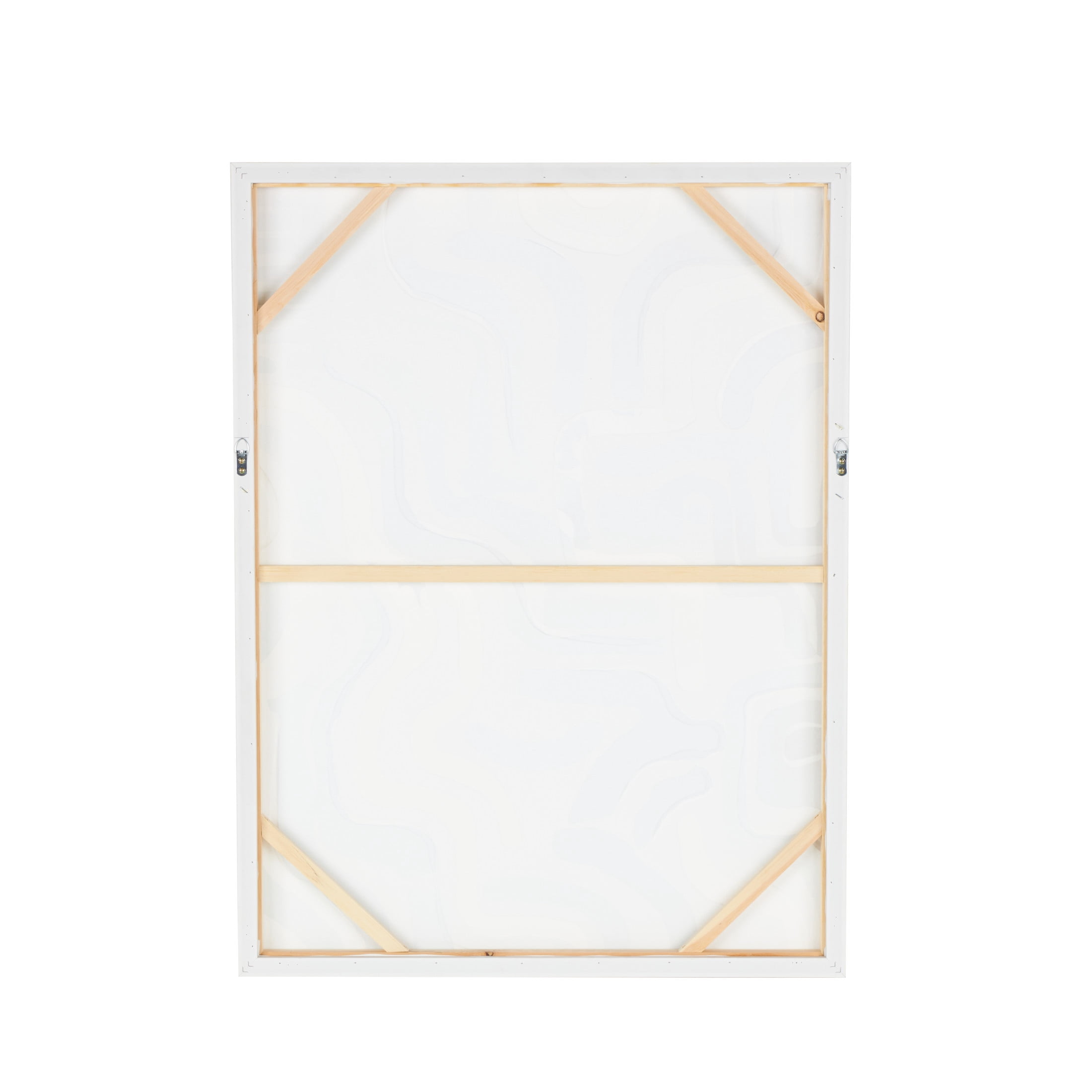 30" x 40" Abstract Framed Wall Art with Blue Wavy Lines and Brass Frame, by DecMode