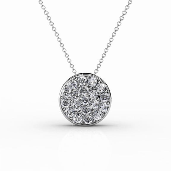 Cate & Chloe Nelly “Valor” White Gold Plated Pave Stone Necklace w/Swarovski Crystals, Modern Trendy Beautiful Round Cut Diamond Cluster Necklace, Wedding Statement Necklaces (Rose Gold) - MSRP $145