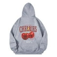 thumbnail image 4 of Puliio Women's Cherry Graphic Hoodies Cute Printing Full Sleeve Plus Size Hoody Sweatshirts Loose Casual Pullover Top Outdoor Hooded Jackets For Womens, 4 of 6