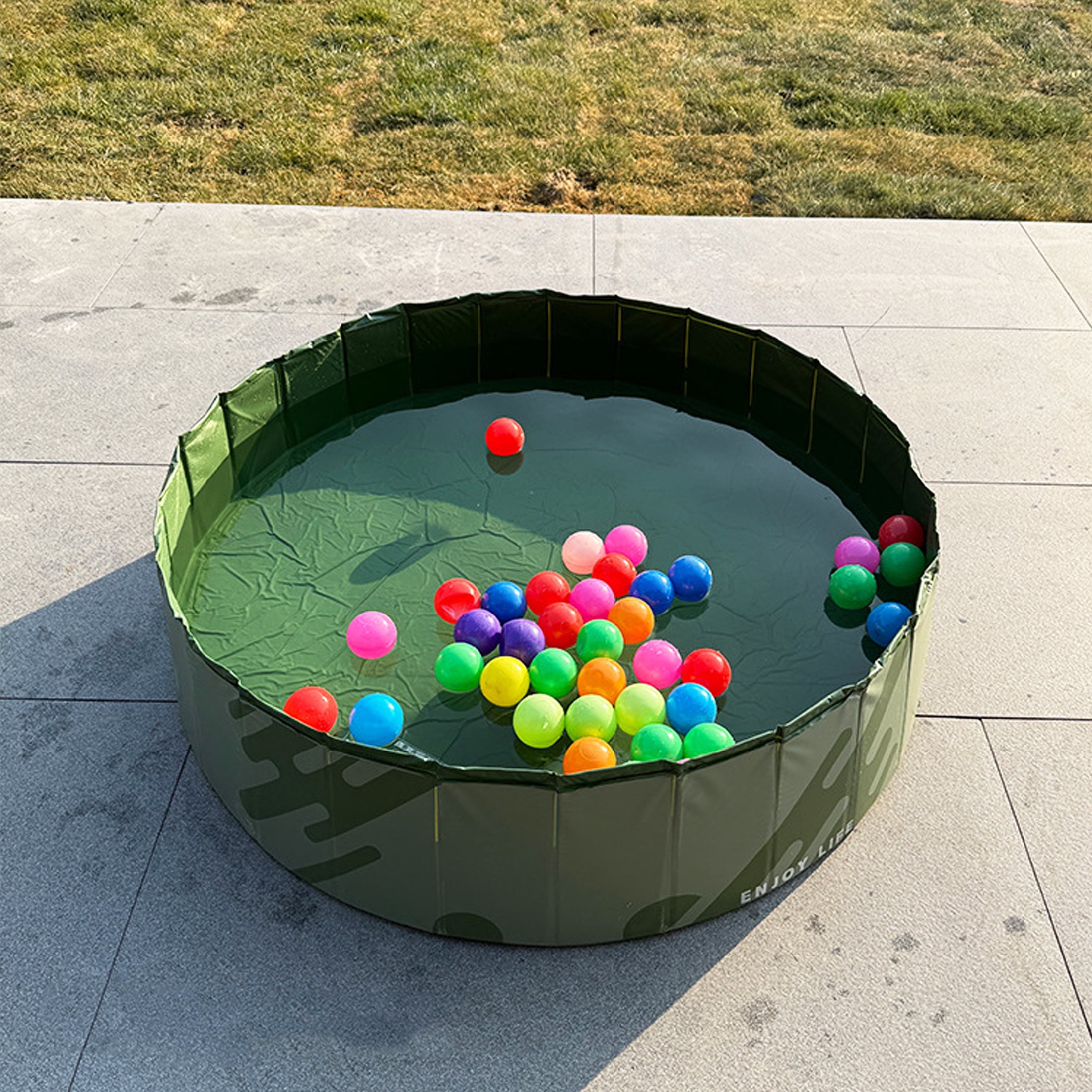 Hyindoor 48" Large Ball Pit for Toddlers, Foldable Anti-Slip Play Pit, Indoor Pool for Kids Small Dogs (Dark Green)