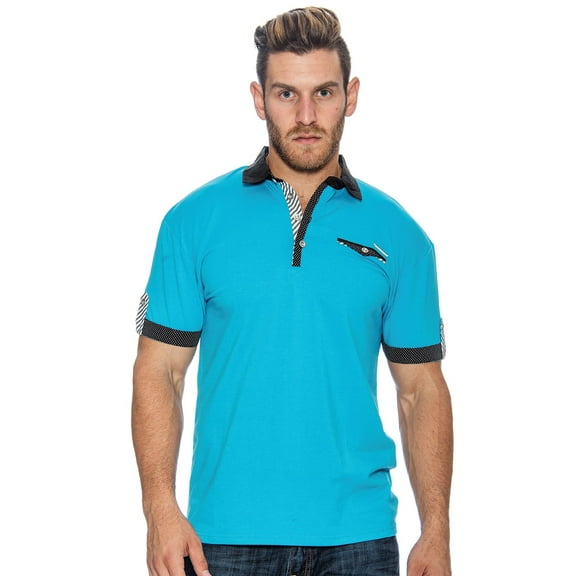 TR Men's Lightweight Fashion Polo Shirt by 9 Crowns Essentials (Blue, Large)