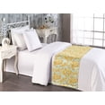 thumbnail image 2 of Royal Bed Runner, Vintage Floral Pattern Design Damask Curlicue Past Times Repetitive Art, Decorative Accent Bedding Scarf for Hotels Homes & Guest Rooms, Twin, Marigold Pale Seafoam, by Ambesonne, 2 of 3