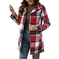 thumbnail image 6 of Uaswgudfs Women's Plaid Lapel Mid-Length Wool-Blend Coat with Pockets Lined for Fall Winter Daily Casual Work, 6 of 9
