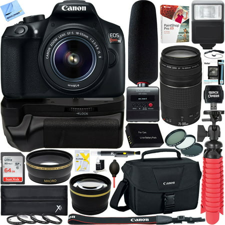 Canon T6 EOS Rebel DSLR Camera + 18-55mm & 75-300mm Dual Lens Tascam Video Creator Kit