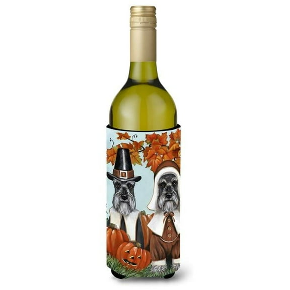 Carolines Treasures PPP3167LITERK 24 oz Schnauzer Thanksgiving Pilgrims Wine Bottle Hugger
