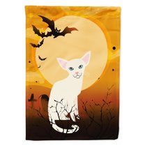 Carolines Treasures BB4445CHF Halloween Foreign White Cat Flag Canvas House Size  Large multicolor