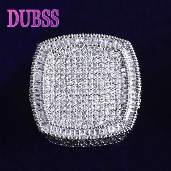 DUBSS Iced Out Ring for Men Real Gold Plated Cubic Zirconia Hip Hop Jewelry