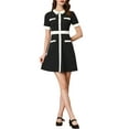 thumbnail image 2 of MODA NOVA Juniors Vintage Dress Contrast Color Fit and Flare Wear-to-Work Knit Dresses, 2 of 5