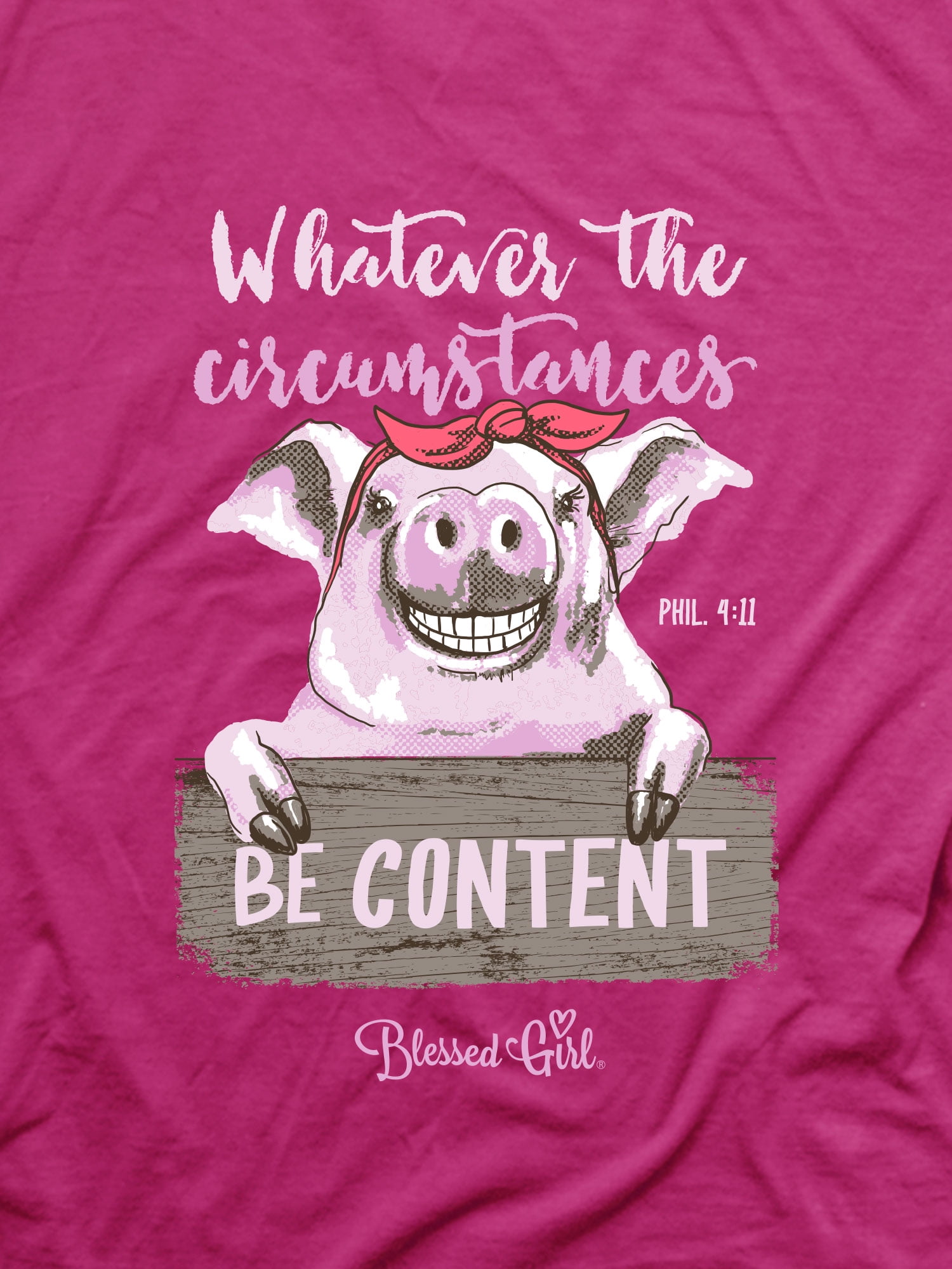 Blessed Girl Womens T-Shirt - Be Content - Heliconia - X-Large