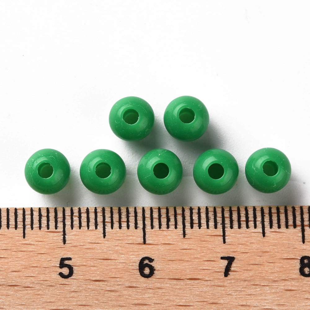 Opaque Acrylic Beads Round Green 6x5mm Hole: 1.8mm 4400pcs/500g