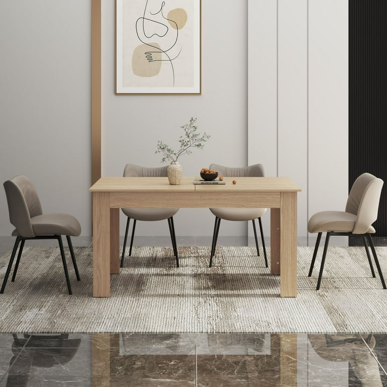 ChVans Large Mobile Extendable Dining Table for 6 10 Modern Wood Kitchen Table Rectangular Table for Dining Room Living Room Nude