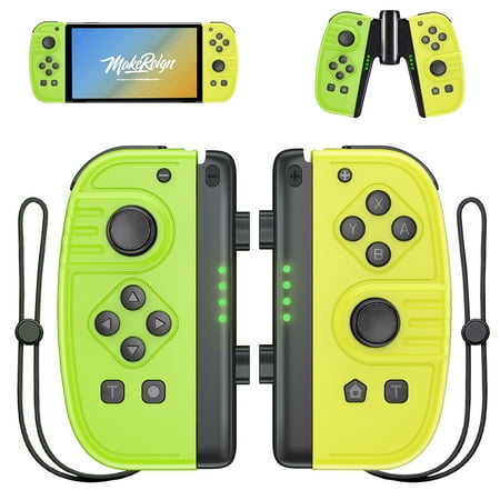 Powtree JoyPad (L/R) Controller for Nintendo Switch Controller Support Dual Vibration/Wake-up Function/Motion Control (Green and Yellow)