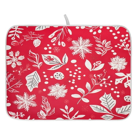 

Christmas Snowflakes Dish Drying Mat for Kitchen Quick Drying Absorbent Soft Durable 16 x 18