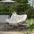 thumbnail image 1 of HOMETRENDS Isla Steel Outdoor Rocking Chair with Cushion, Cream, 1 of 11