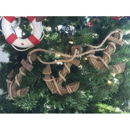 Handcrafted Model Ships Triple-Anchor-Wood-x 7 in. Wooden Rustic Decorative Triple Anchor Christmas Ornament Set