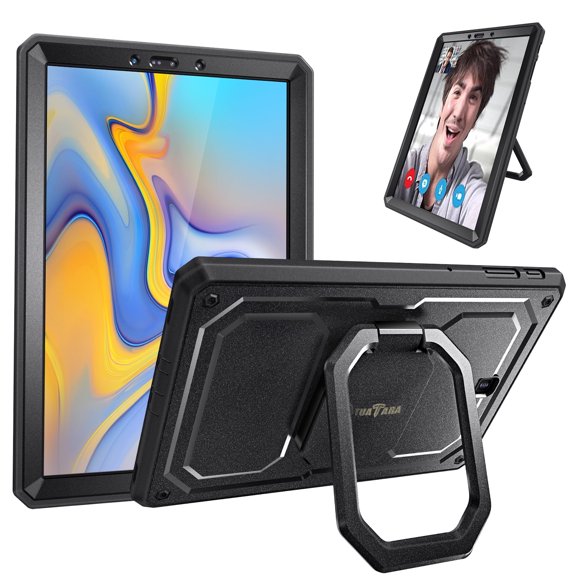 Fintie Case for Samsung Galaxy Tab S4 10.5 2018, 360 Rotating Grip Stand Shockproof Cover W/ Screen Protector Black