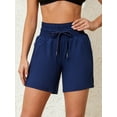 thumbnail image 3 of Sociala Women's Double Layer Swim Bottoms High Waisted Drawstring Bermuda Shorts Swimwear, 3 of 7