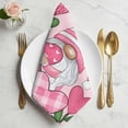 thumbnail image 2 of Valentine's Day Cloth Napkins Set of 8 Pink Gnome with Love Heart Flowers Soft Washable Square Dinner Napkins for Party Wedding Restaurant Hotel Cocktail 20x20 Inch, 2 of 9
