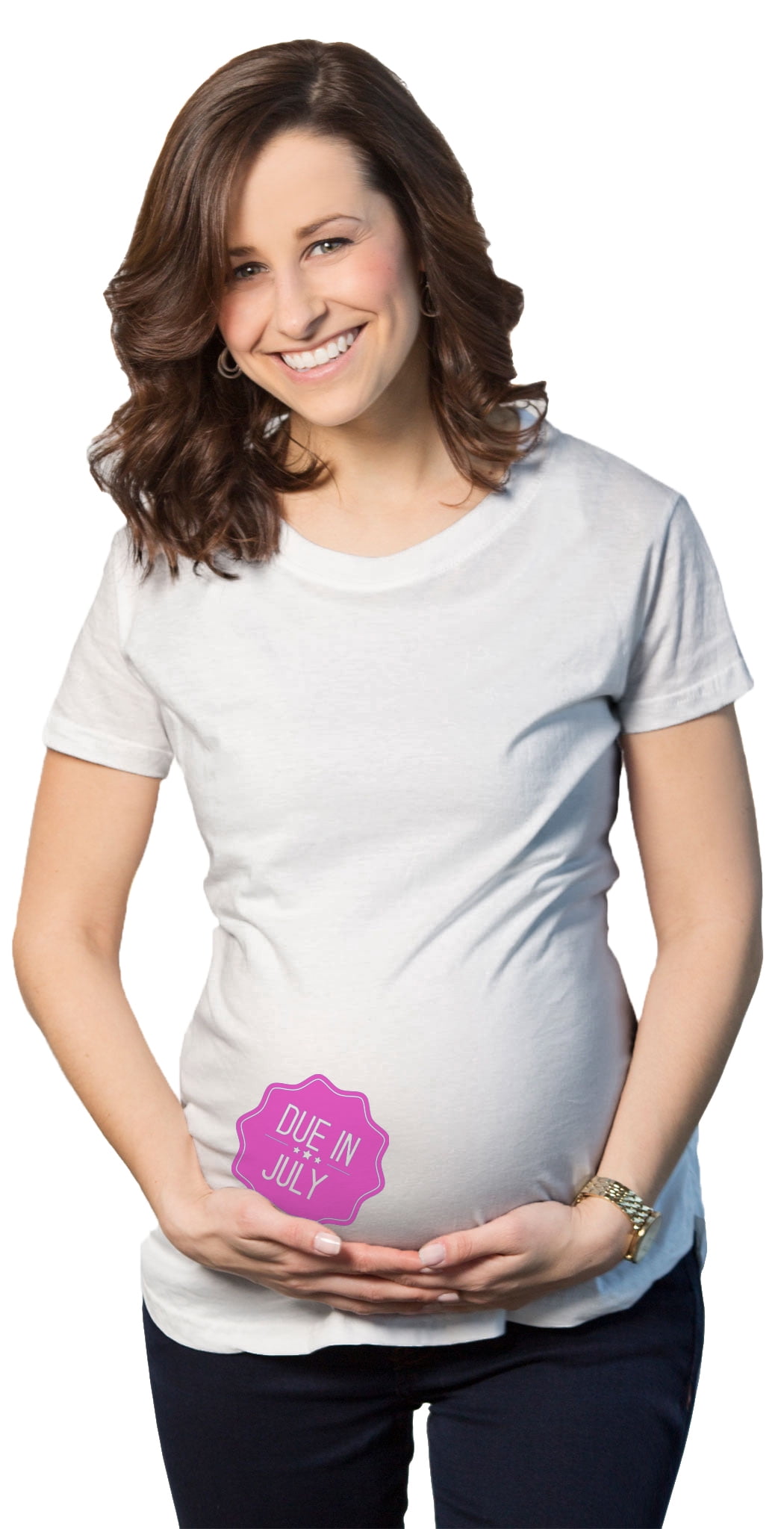 Crazy Dog TShirts   Women's Baby GIRL Due In JULY Maternity Shirt Cool Pregnancy Tee   whites
