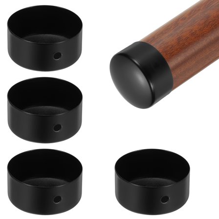 Uxcell 4 Pack Handrail End Caps, 45mm(1.77") Stainless Steel Round Handrail End Cover Hand Railing Fittings Protector for Wooden Staircase Handrails Guardrail Furniture, Black