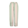 thumbnail image 5 of BKQCNKM Linen Pants Women, Gauze Pants, Striped Pants Women, Striped Linen Pants Summer Casual Wide Leg Pants with Pockets, Travel Pants Women, Green 1 L, 5 of 5