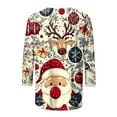 thumbnail image 4 of Byworldtasic Christmas Shirts for Women Plus Size Funny Printed 3/4 Sleeve Tops Round Neck Pullover Blouses S-5XL, 4 of 5