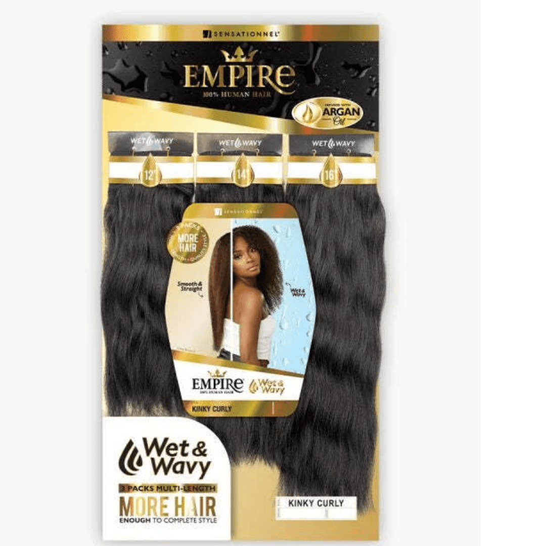 Sensationnel Empire 100% Human Hair Multi-Pack Wet & Wavy Bundle Pack- Kinky Curly