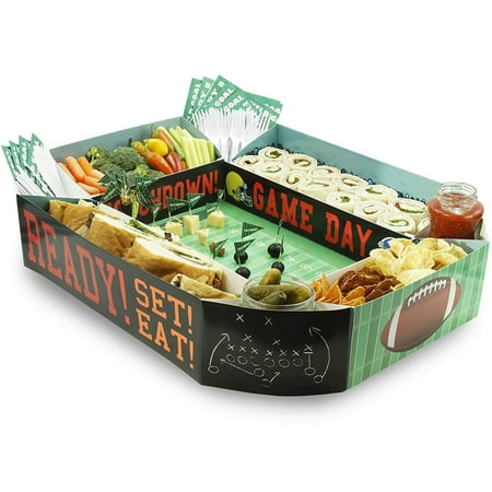 Juvale Football Snack Stadium Party Tray for Appetizers, Dipping Bowls, 25 x 4.5 x 20.5