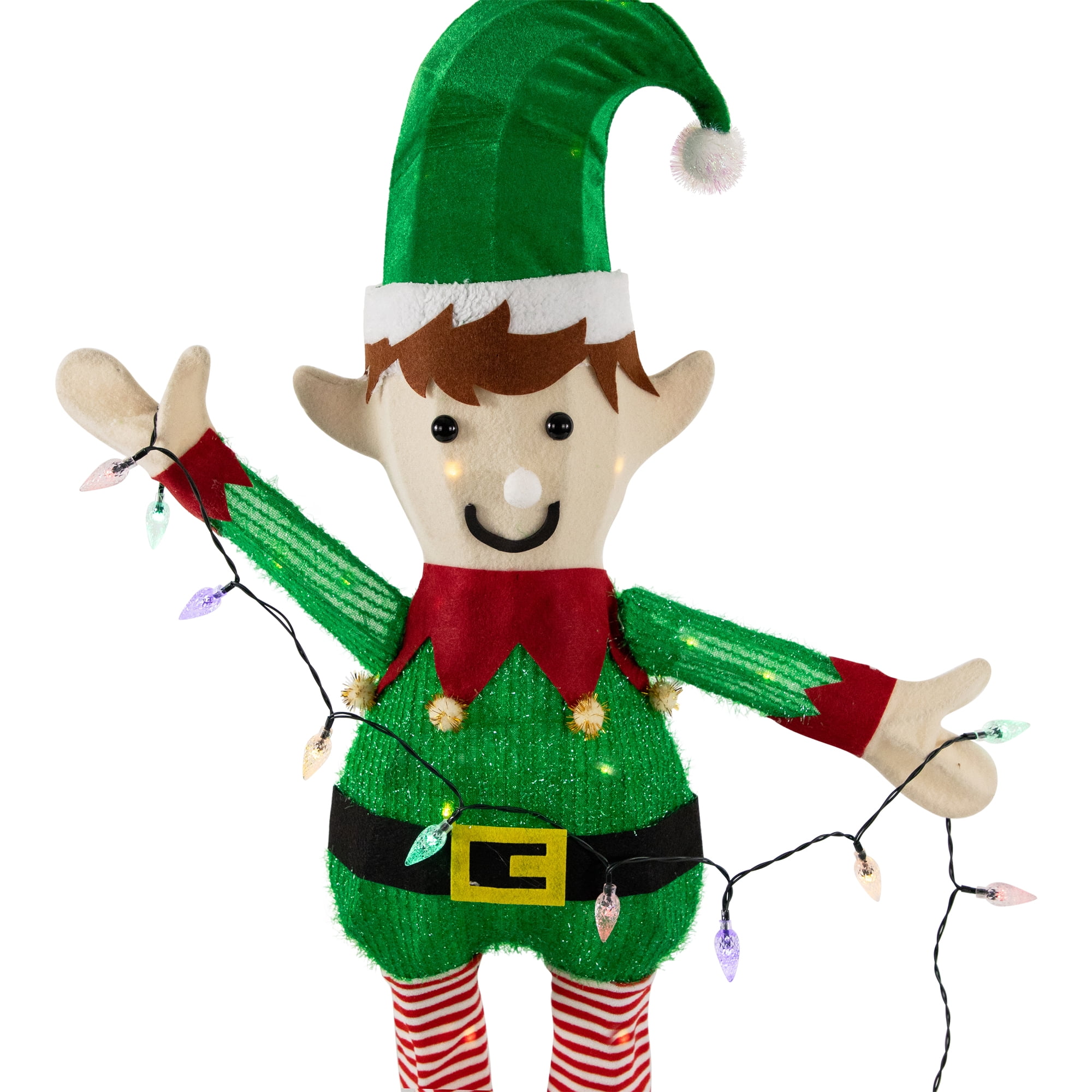 Northlight 34.25" LED Lighted Elf Holding Christmas Lights Outdoor Yard Decoration