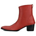 thumbnail image 2 of OSSTONE Dress Boots Chelsea Designer Boots for Men Zipper-up Leather Casual Heel Shoes JY048-Red-10 Red, 2 of 6