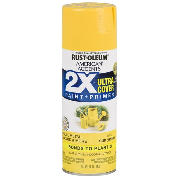 (3 Pack) RustOleum American Accents Ultra Cover 2X Gloss Sun Yellow Spray Paint and Primer in 1