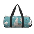 thumbnail image 2 of Fotbe Teal Mama Llama Pattern Foldable Sports Gym Bag with Wet Dry Pocket, Ultralight Travel Bag, Large Capacity Duffel Bag, Splash Proof Carry on Bag, Overnight Bag, Weekender Bag for Travel, 2 of 8