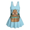 thumbnail image 4 of Uourmeti Cartoon Capybara Bathing Print Girls One Piece Swim Dress - Quick Dry, Stretchy Skirted Bathing Suit for Beach & Pool Vacation, 4 of 8
