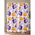 thumbnail image 4 of Fsddascl Halloween Shower Curtain Set - Standard 72" x 72" Washable Bathtub Curtain with 12 Hooks, Purple Magic Hat Stars Pumpkin Candy Ghost Waterproof Fabric Stall Shower Curtains for Bathroom, 4 of 6
