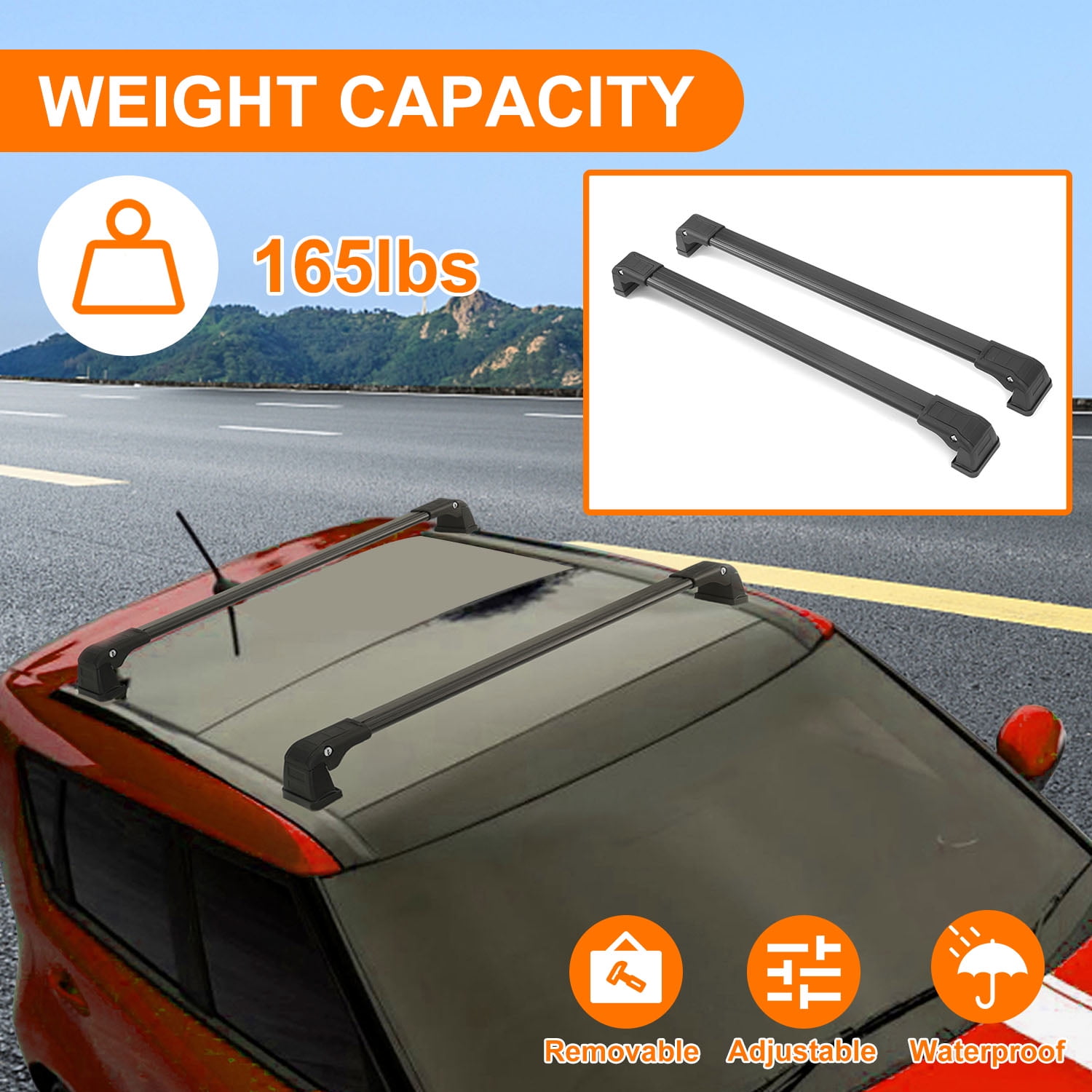 Kojem Roof Rack Cross Bars Fit for 2014-2019 KIA Soul Rooftop Crossbars Luggage Cargo Carrier Aluminum W/ Anti Theft Lock