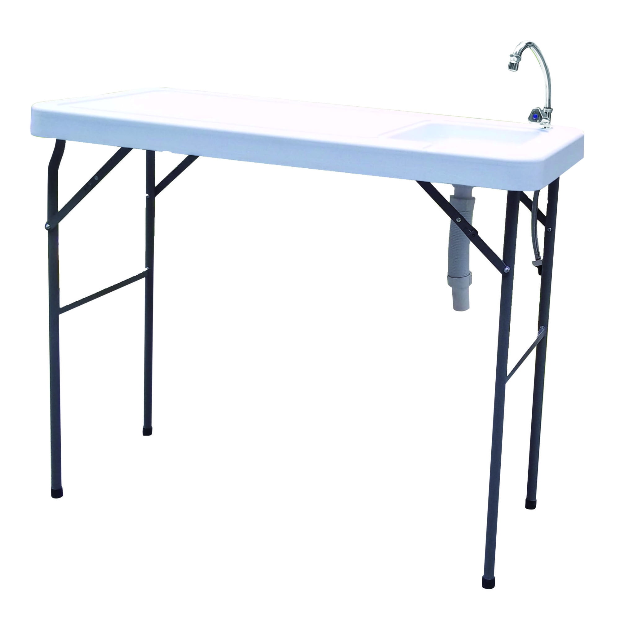 Off-White Portable Fish Cleaning Table with Sink and Faucet