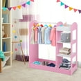 thumbnail image 3 of Gymax Armoire Suspendue de Rangement pour Déguisements pour Enfants Commode Garde-Robe de Costumes avec Miroir Étagères Rose, 3 of 10