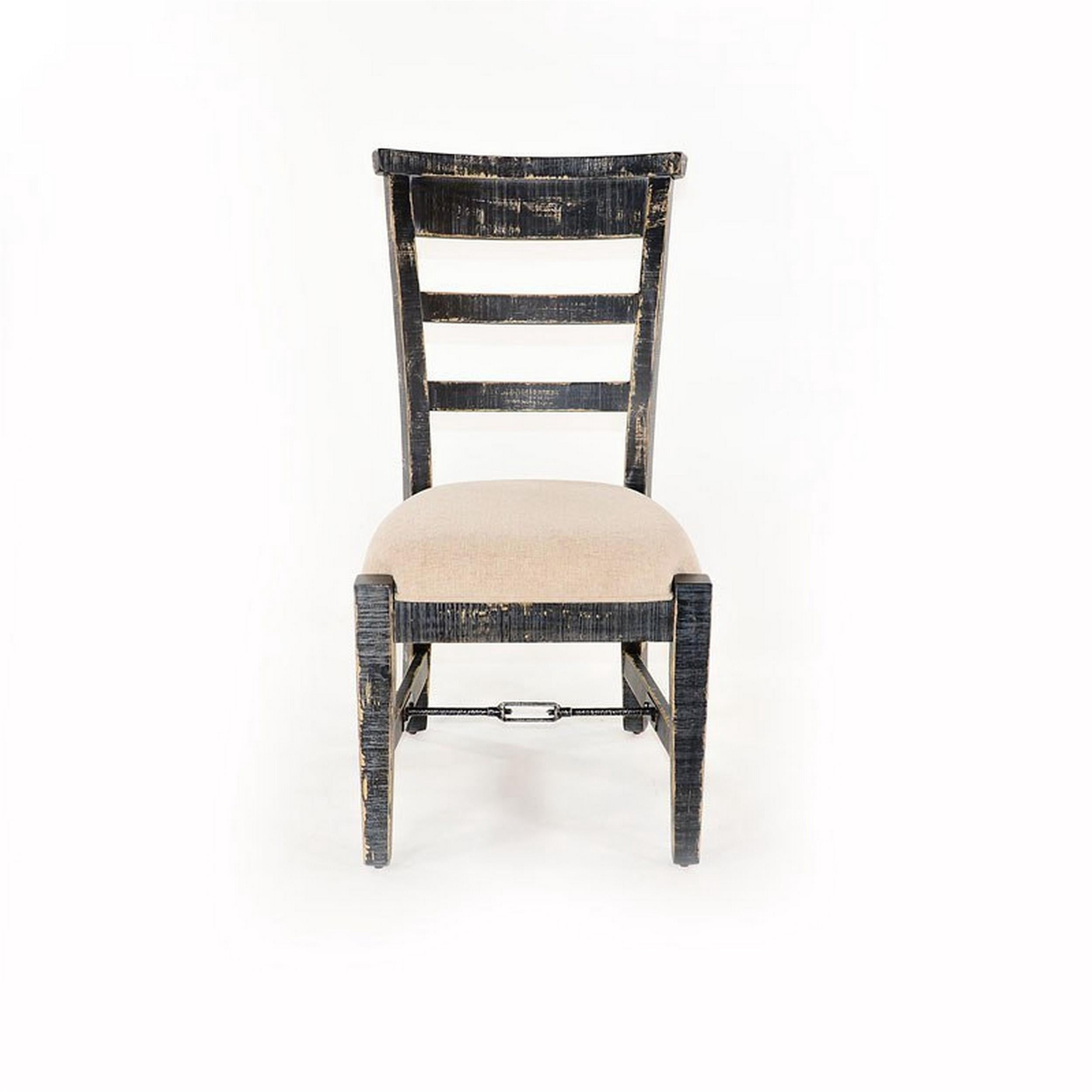 Rena Side Dining Chair Set of 2- Metal Turnbuckle- Black Mahogany Wood