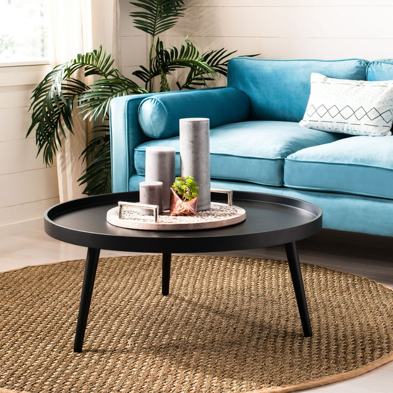 SAFAVIEH Fritz Modern Round Tray Top Coffee Table Black