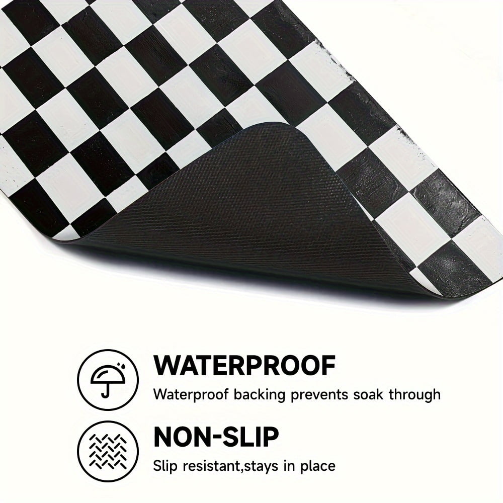 1pc Dish Drying Mat, 20in×24in2/4in×24in, Black And White Grid Washing Machine Dust Cover Mat, Washstand Drain Mat, Washstand Cup Mat, For Kitchen Countertop, Kitchen Accessories