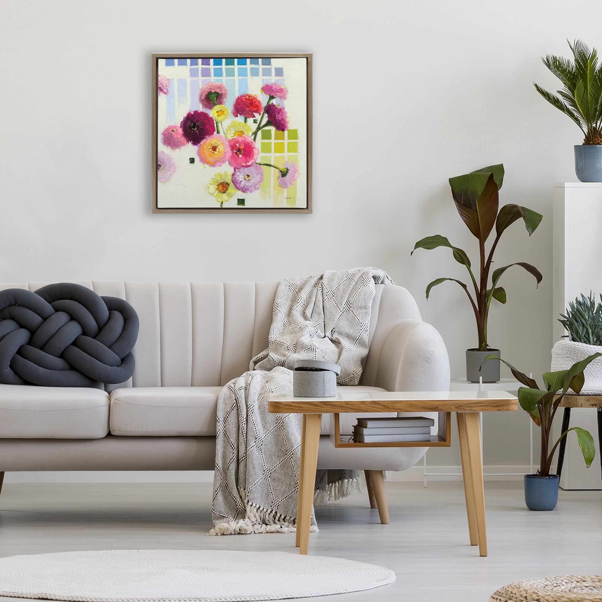 Stupell Industries Color Chart Pastel Bloom Study Brown Framed Floater Canvas Wall Art, design by Shirley Novak