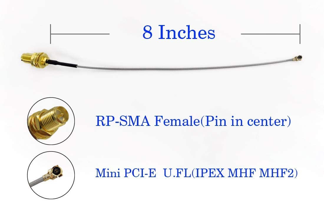 2X 8” 1.37 IPEX to SMA Female Connector WiFi Pigtail Cable Antenna 20cm Long USA 
