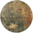 thumbnail image 5 of HomeRoots 606106 8 ft. Sage, Tan & Copper Round Abstract Washable Indoor & Outdoor Area Rug, 5 of 5
