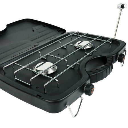 Ozark Trail 2 Burner Propane Gas Camping Stove, GCT2208WB, Black, New