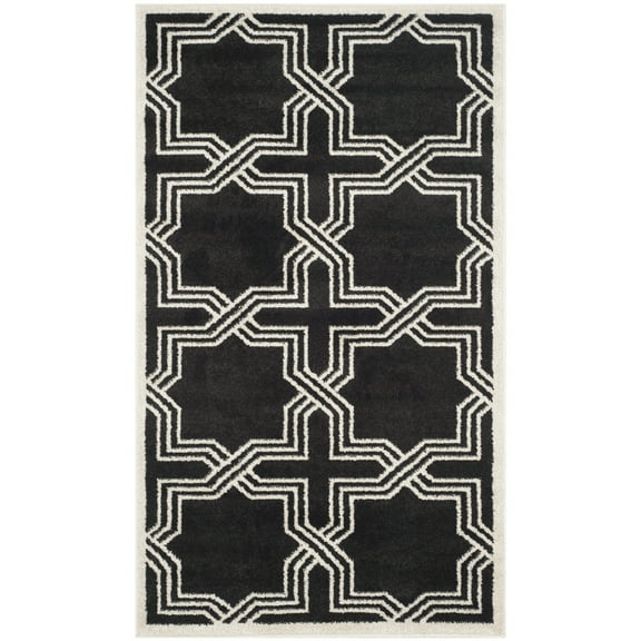 SAFAVIEH Amherst William Geometric Area Rug, Anthracite/Ivory, 3' x 5'
