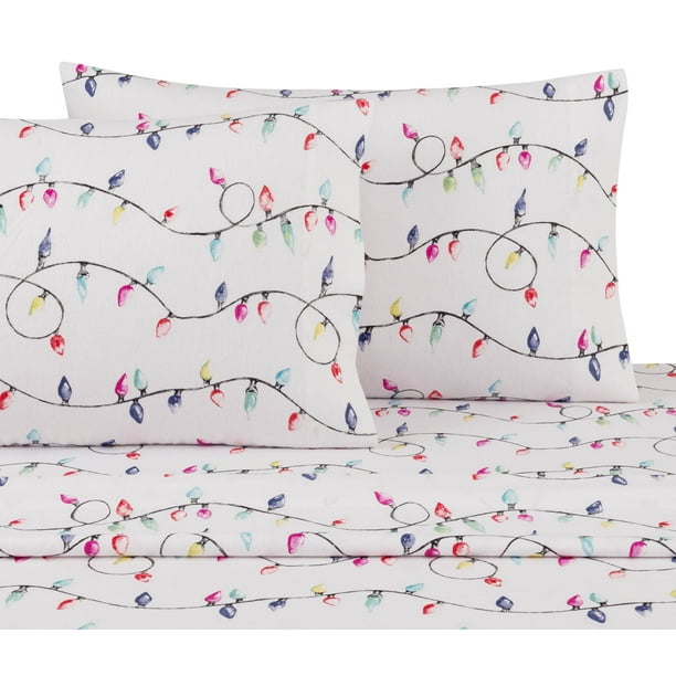 Mainstays King Flannel Sheet Set, Holiday Lights